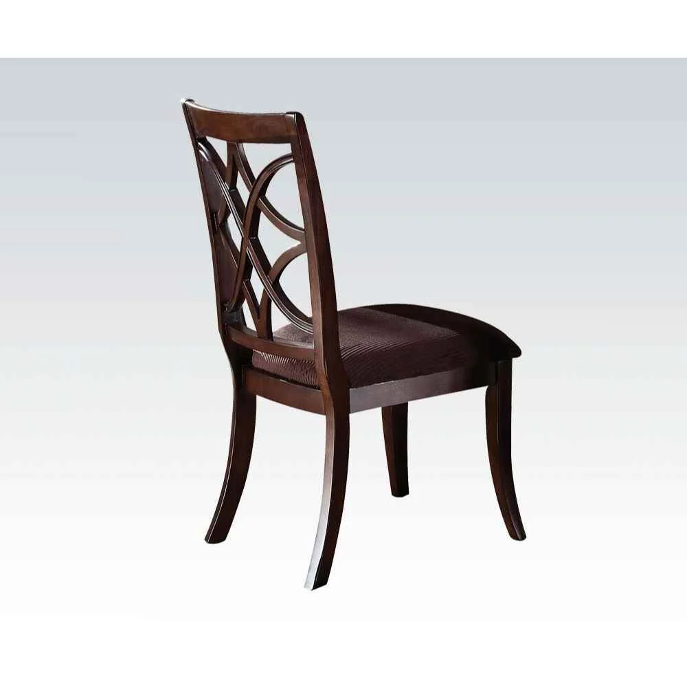 Fine Crafted Keenan – Side Chair Set of 2 – Brown Microfiber amp Dark Walnut Elite