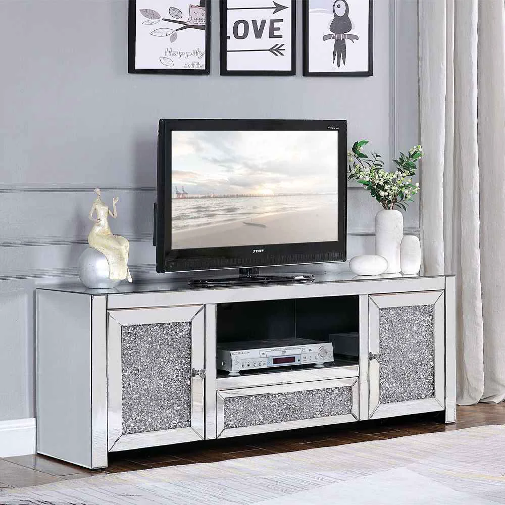 Relaxed Noralie – TV Stand – Mirrored amp Faux Diamonds Unique