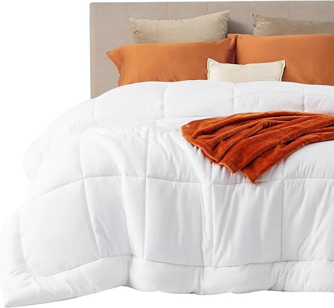 Luxury Bedsure Comforter Duvet Insert – Quilted Comforters King Size All Season Duvet GentleSoft Down Bedding Blanket with 8 Tabs Gifts for Women Men White King 90 x 102 Inches Minimalist