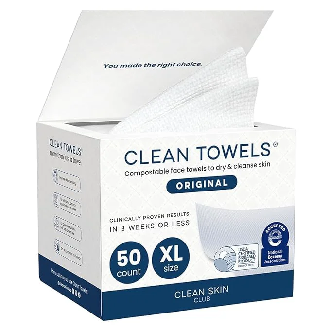 Easy-to-Use Clean Skin Club Clean Towels XL® USDA Biobased Face Towel Disposable Efficient
