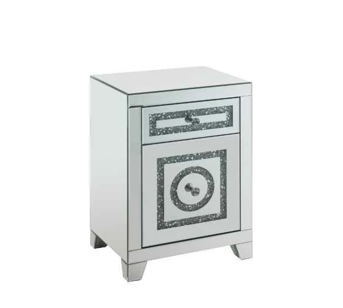 Specialty Noralie – 26 quot H Accent Table With Storage Drawers – Mirrored amp Faux Diamonds Optimized