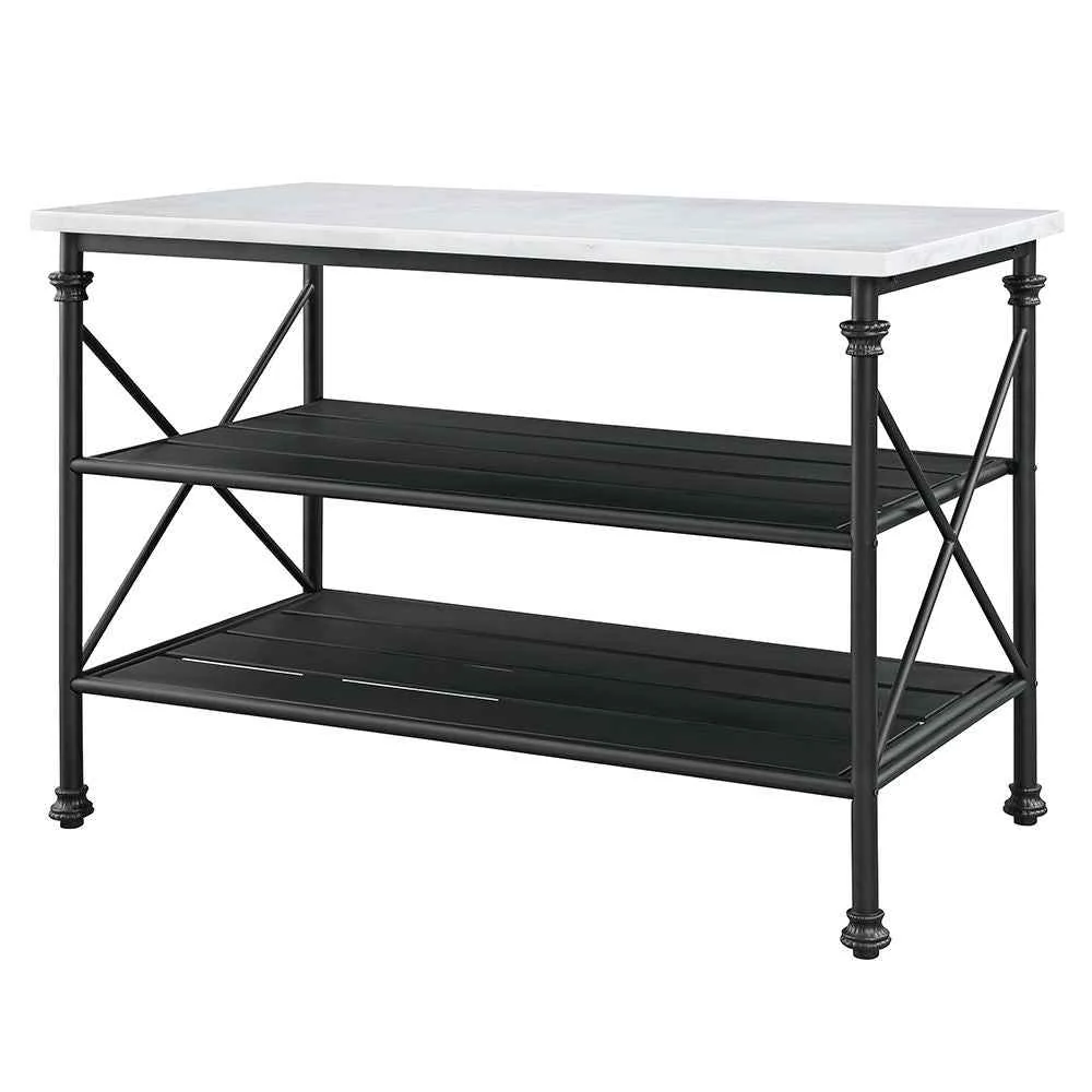 Sustainable Brahm – Kitchen Island – White Marble Top amp Gray Convenient