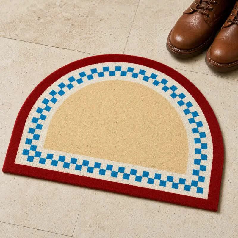 Fast Ownkoti Half Moon Color Block Loop Pile Accent Rug Reusable