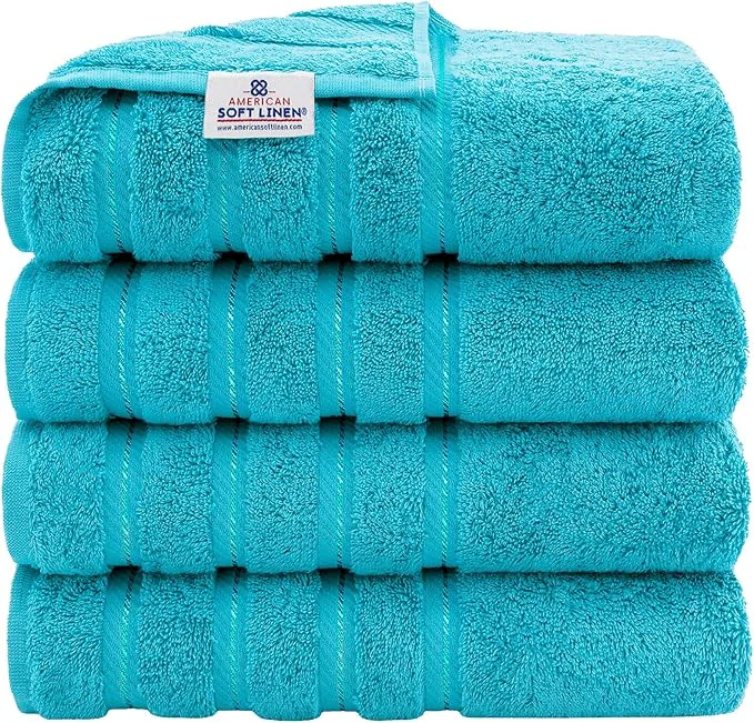 Next-Generation American Soft Linen Luxury 4 Piece Bath Towel Set 600 GSM Cotton Turkish Consistent