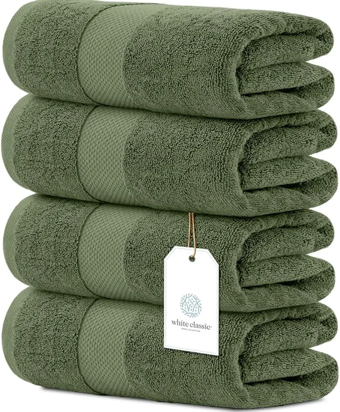 Practical White Classic Luxury 4-Piece Large Bathroom Towel Set Top-Quality