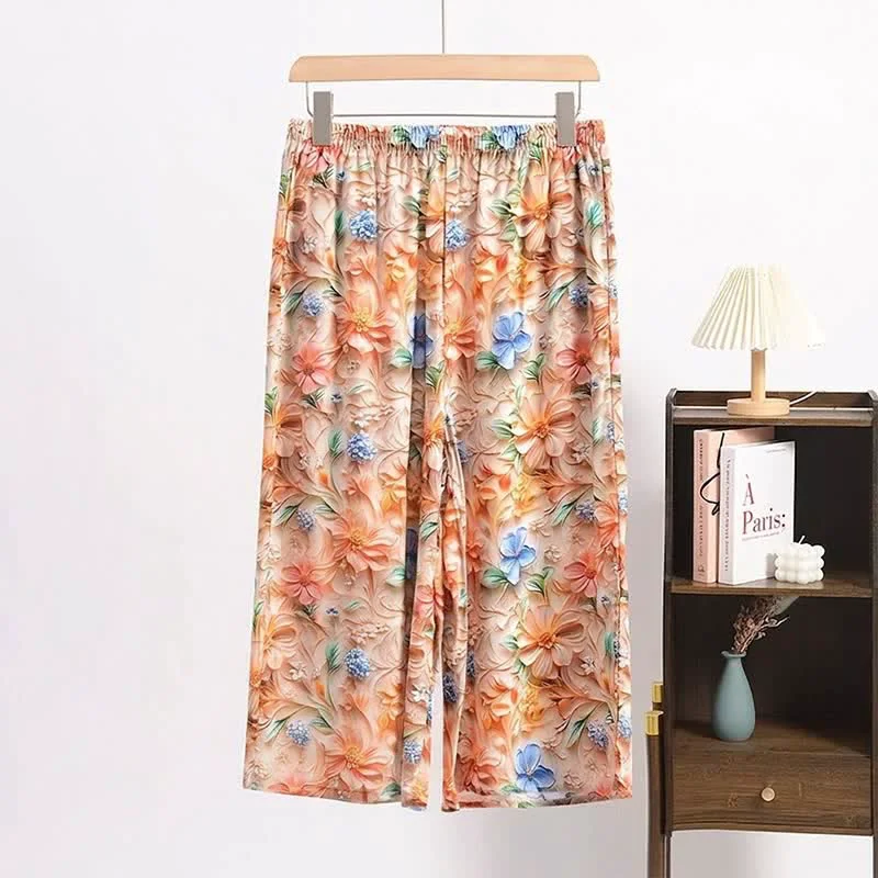 Trusted Ownkoti Vintage Botanical Print Cropped Pajama Pants Safe
