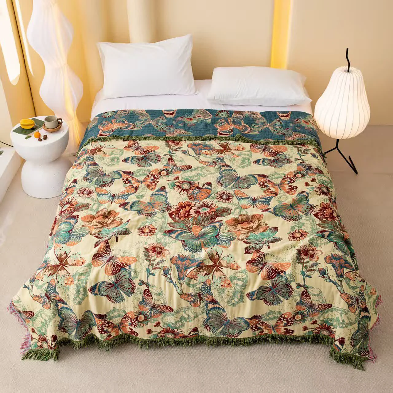 Original Ownkoti Enchanted Butterfly amp Floral Muslin Bedspread Quilt Genuine