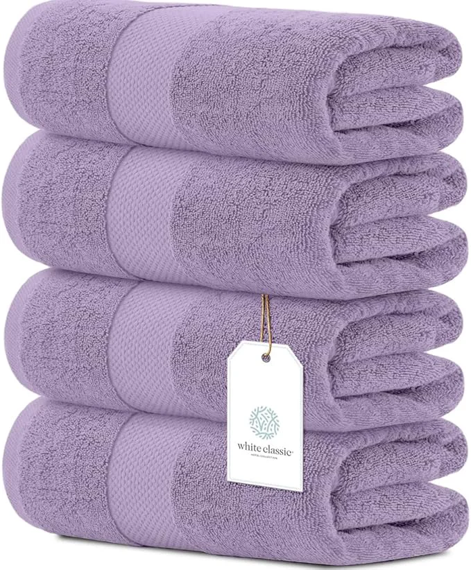 Refined White Classic Luxury Bath Towels Set of 4 Large Proven