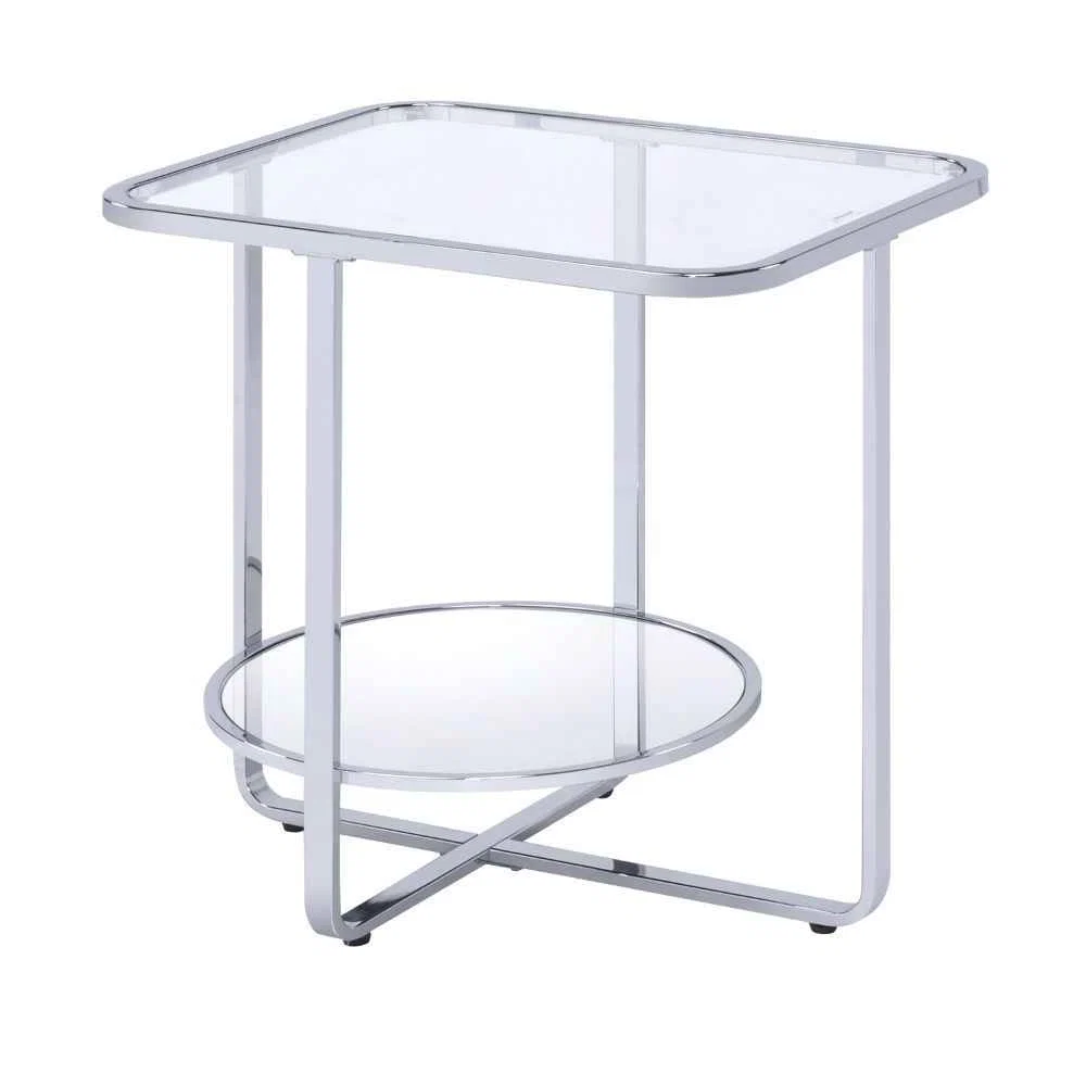 Organic Hollo – End Table – Glass amp Chrome Innovative