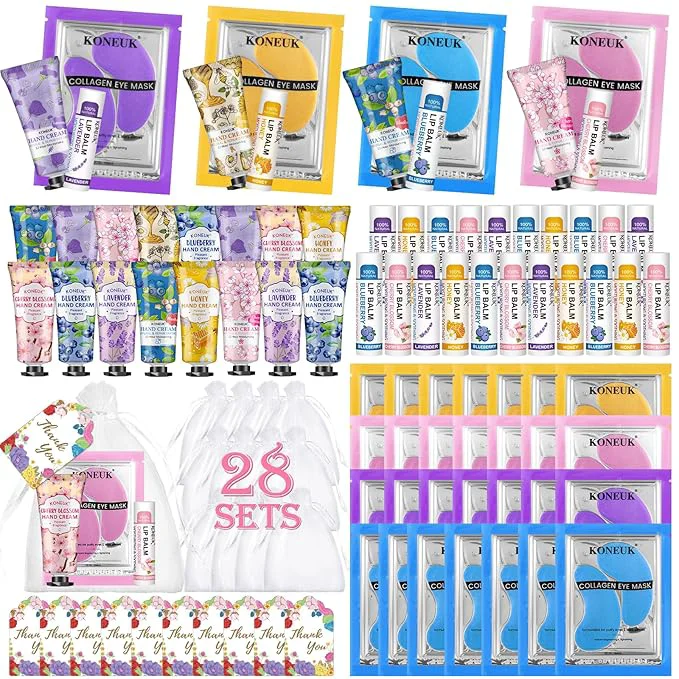 Powerful 84 Pcs Bulk Gifts for Women Under Eye Patches Hand Creams Bulk Lip Balms Trusted