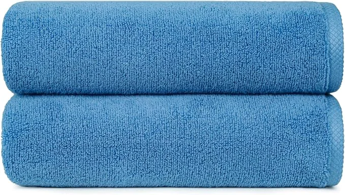 Genuine Amazon Basics 2-Piece Quick-Dry Oversize Bath Towel Cotton Lake Blue Original Design