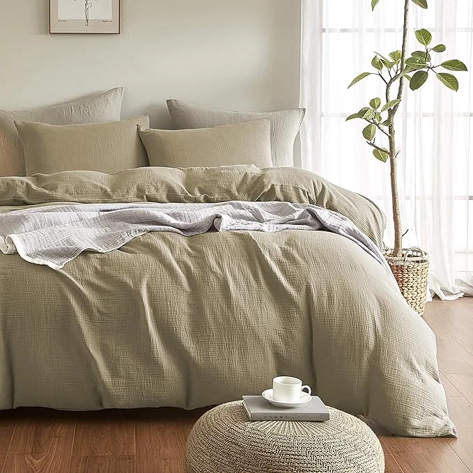 Specialty SE SOFTEXLY Muslin Duvet Cover King Size Washed Cotton Duvet Cover Set Ultra Soft Comforter Cover Linen Like 3 Pieces Minimalist Gauze Duvet Cover with 2 Pillowcases 90 quot x104 quot Oatmeal Top-Quality