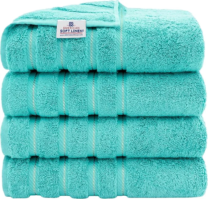 Fashionable American Soft Linen Luxury 4 Piece Bath Towel Set 600 GSM Cotton Turkish Casual