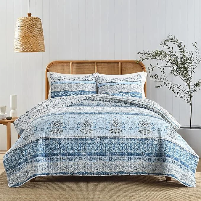 Exceptional HORIMOTE HOME Boho Quilt Queen Size Blue Bohemian Floral Quilt Bedding Set Soft Lightweight Boho Comforter Set Queen for All Season Farmhouse Bedspread Coverlet with 2 Pillow Shams 90 x 96 inches Quality