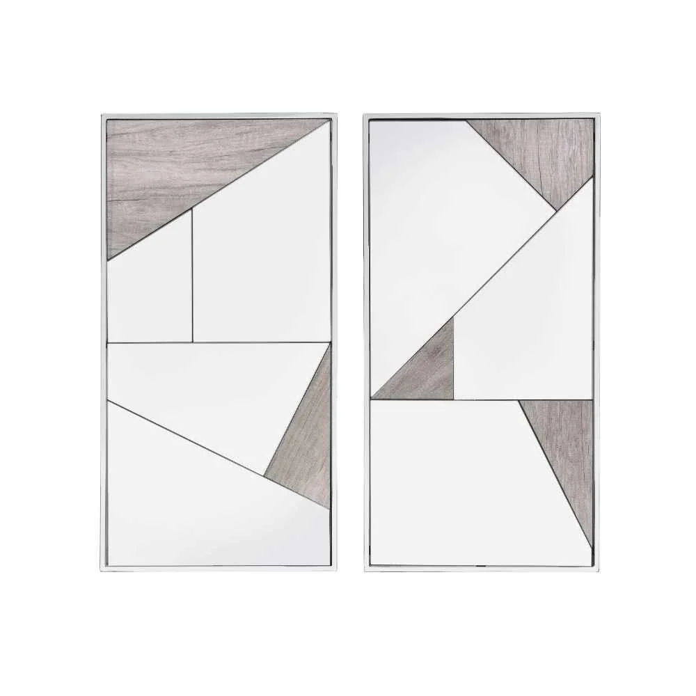 Easy-to-Use Chafik – Accent Mirror Set of 2 – Mirrored Natural Oak amp Chrome Sustainable