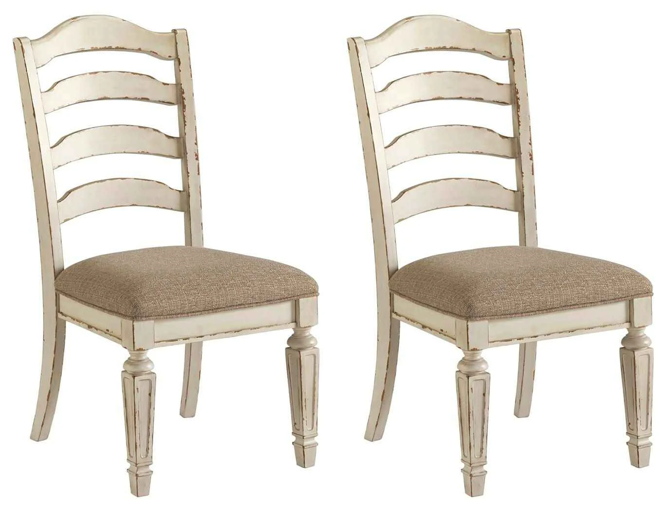 Eco-Friendly yn – Dining UPH Side Chair Set of 2 – Ladderback – Chipped White Responsible