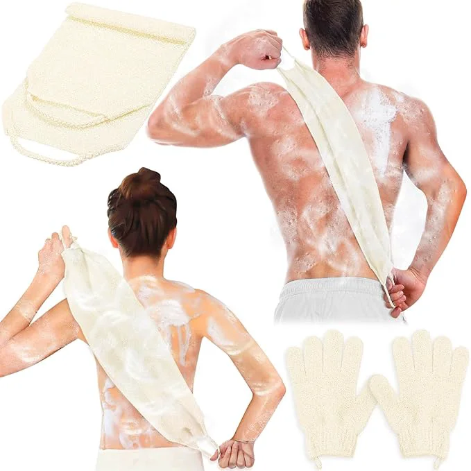 Solid Anezus Exfoliating Back Scrubber Bath Gloves Set Exfoliating Shower Towel Flexible