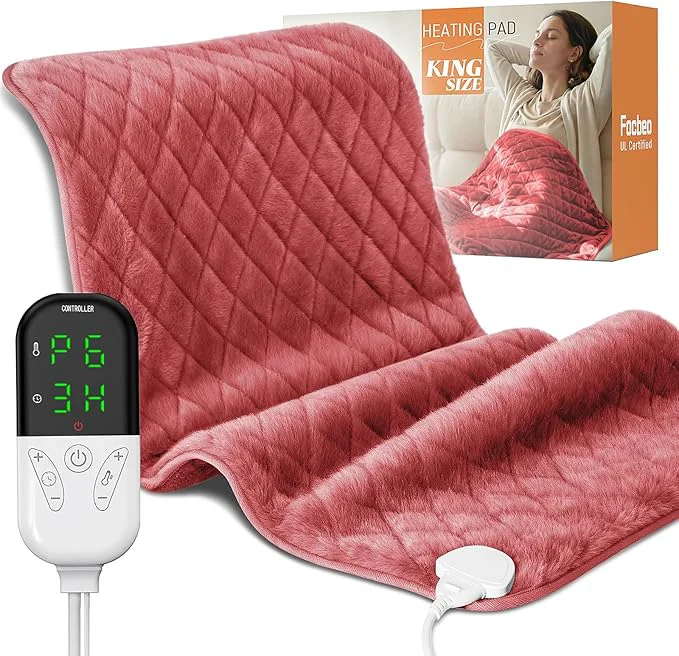 Fast Heating Pad for Back Period Cramps – 35 x20 King Size Electric Heating Pads Enhanced