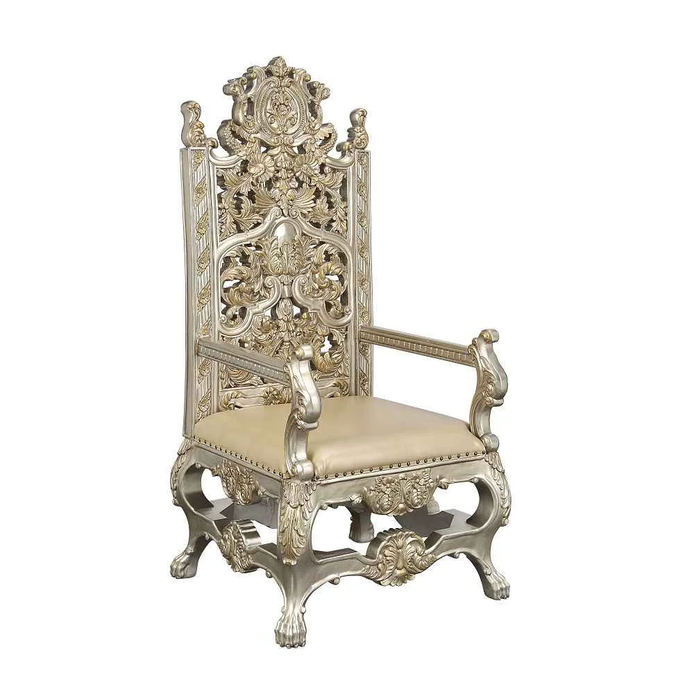 Detailed Danae – Arm Chair Set of 2 – Synthetic Leather Champagne amp Gold Organic