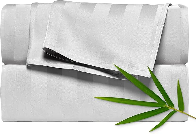 Healthy Pure Bamboo Twin Sheets Organic Viscose Derived from Bamboo Bed Sheet Set Luxuriously Soft amp Cooling Double Stitching 2 Year Quality Promise Twin Jacquard White Fast