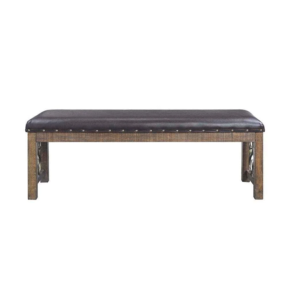 Contemporary Raphaela – Bench – Black Synthetic Leather amp Weathered Cherry Professional
