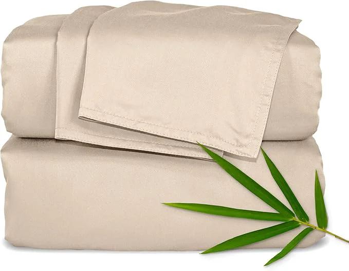 Innovative Pure Bamboo Queen Sheets Organic Viscose Derived from Bamboo Bed Sheet Set Luxuriously Soft amp Cooling Double Stitching 2 Year Quality Promise Queen Almond Exclusive