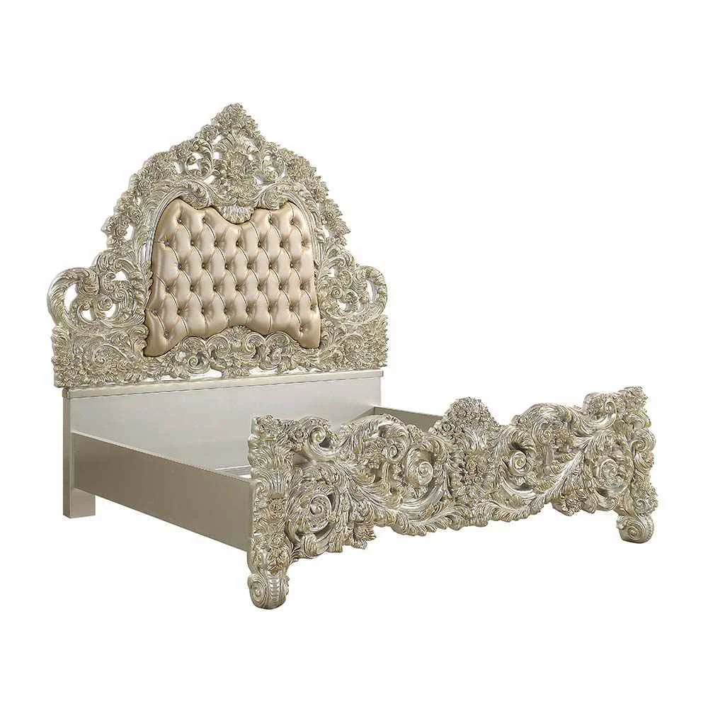 Trusted Sorina – Eastern King Bed – Synthetic Leather amp Antique Gold Versatile