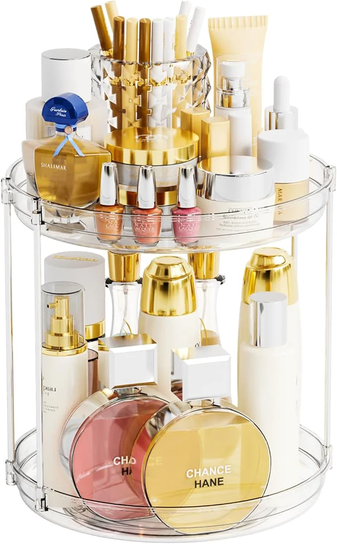 Lightweight Yieach Clear 360 Rotating Bathroom Counter Organizer 2 Tier Spinning Perfume Durable