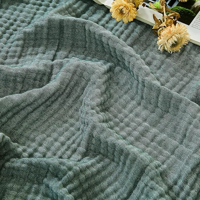 Functional EMME Cotton Muslin Twin XL Blanket Breathable Gauze Soft Lightweight Blankets Adults Gifts for Women Heather Forest Green 66 quot x90 quot Proven