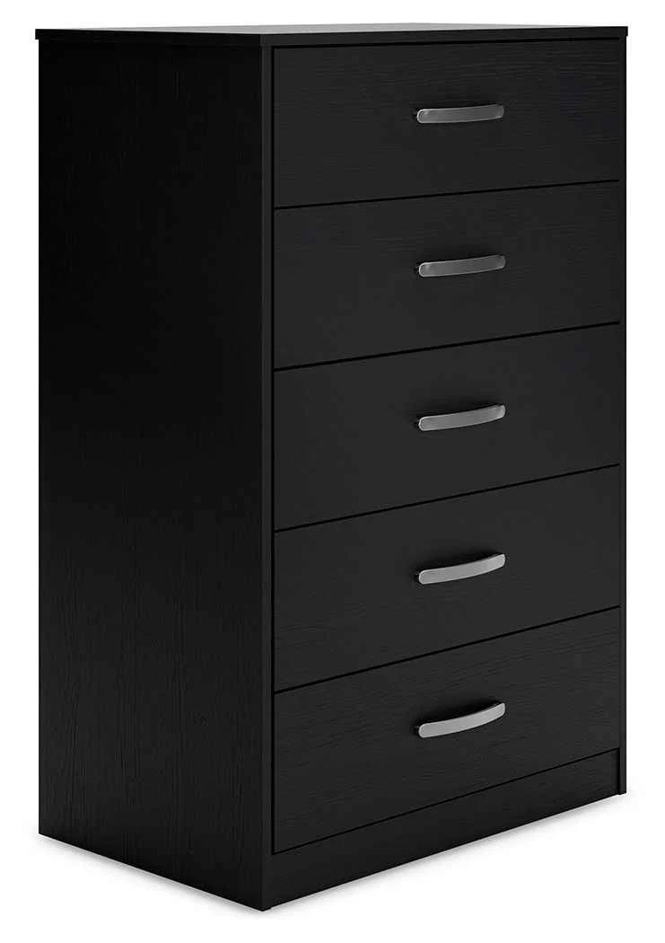 Smooth Finch – Five Drawer Chest – 46 quot Height – Black Soft