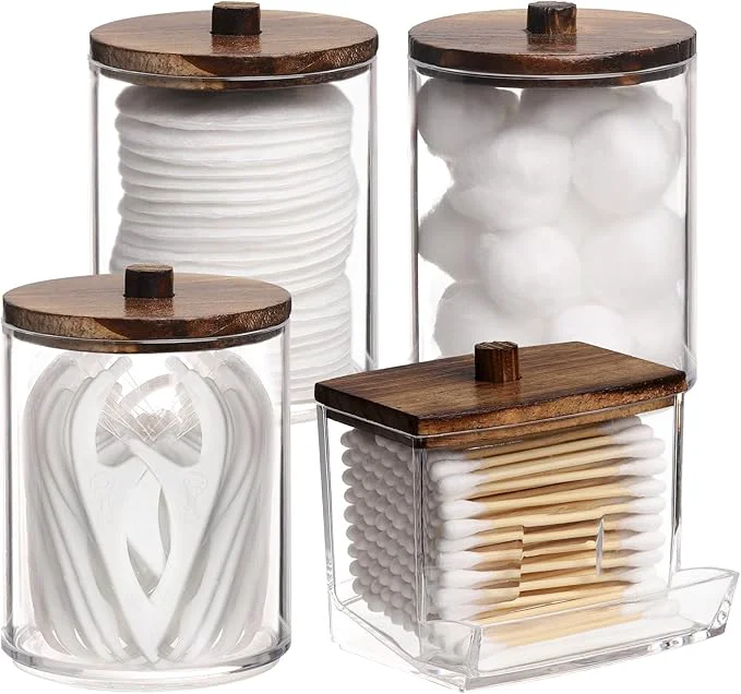 Safe Tmax 4 Pack Qtip Holder Bathroom Container 10 7oz Cotton Ball Swabs Breathable