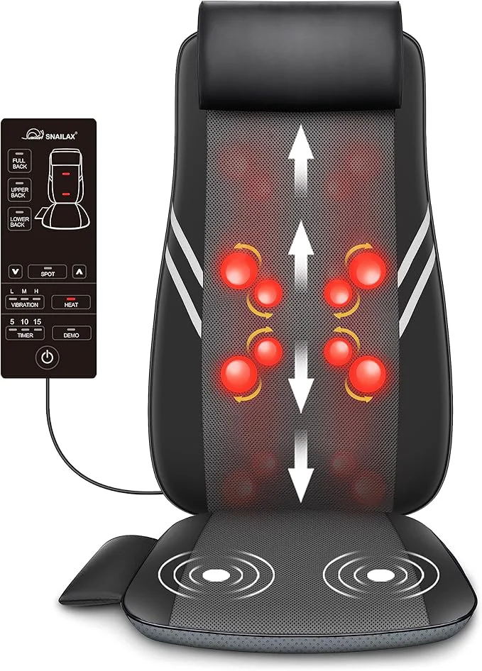 Natural Snailax Back Massager with Heat Shiatsu Massage Seat Cushion 8 Flexible Nodes Professional