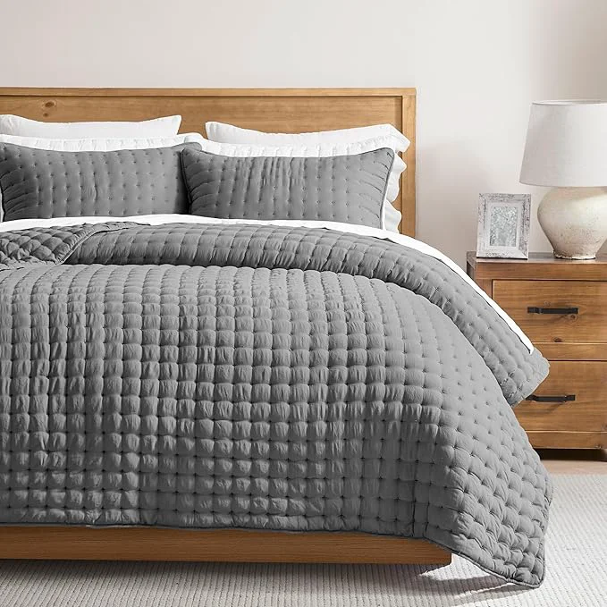 Excellent WDCOZY Dark Grey Twin Size Quilt Bedding Sets with Pillow Sham Deep Lightweight Soft Bedspread Coverlet Quilted Blanket Thin Comforter Bed Cover All Season Summer Spring 2 Pieces 68×90 inches Selected