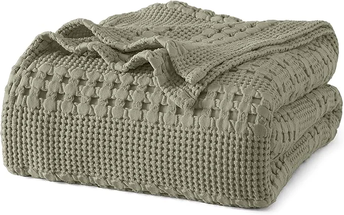 Innovative PHF Cotton Waffle Weave Blanket King Size for Bed Soft Lightweight amp Breathable for Spring and Summer All-Season Comfort Luxury Aesthetic Blanket for Home Decor 108 quot x90 quot Dusty Sage
