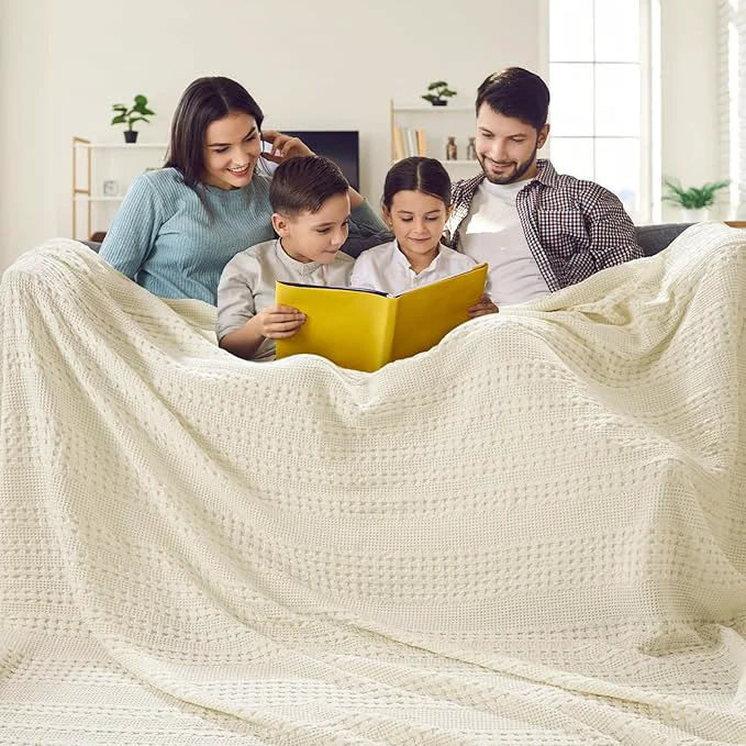 Certified PHF Cotton Waffle Blanket Oversized King 120 quot x120 quot Lightweight Breathable Extra Large 10 39 x10 39 Blankets for Bed Giant Big Luxury Aesthetic Woven Bedding for Home Decor Cannoli Cream Carefully Designed