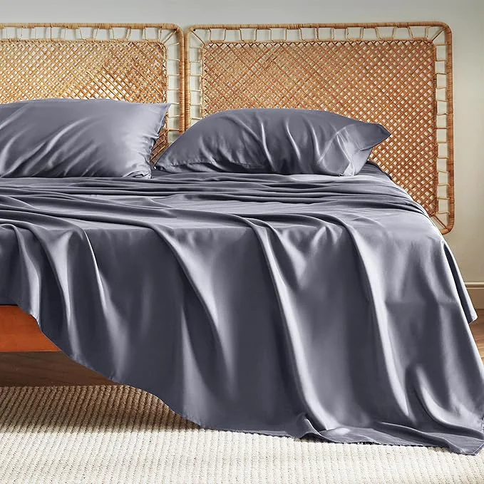 Detailed Bedsure California King Sheet Sets Cooling Sheets Rayon Derived from Bamboo PureWoven Breathable amp Soft Deep Pocket Up to 16 Inches Hotel Luxury Silky Bedding for Hot Sleepers Dark Grey Efficient