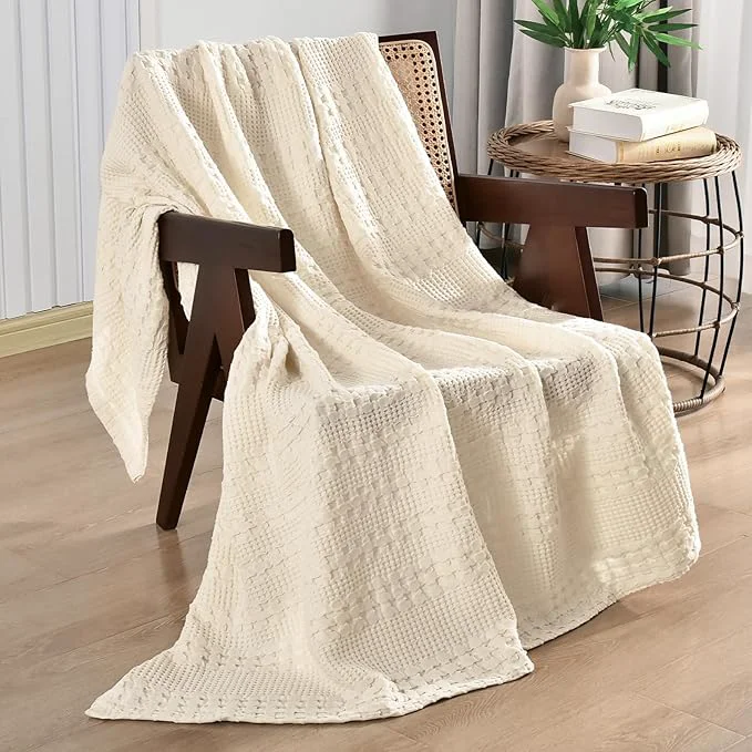 Minimalist PHF Cotton Waffle Weave Throw Blanket Soft Lightweight Breathable Cozy Throws for Couch Bed Sofa Luxury Aesthetic Blanket Gift for Home Decor amp Office 50 quot x60 quot Natural Exceptional