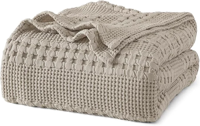 Fashionable PHF Cotton Waffle Weave Blanket Twin Size for Bed Soft Lightweight amp Breathable for Spring and Summer All-Season Comfort Luxury Aesthetic Blanket for Home Decor 66 quot x90 quot Pearl Gray Official