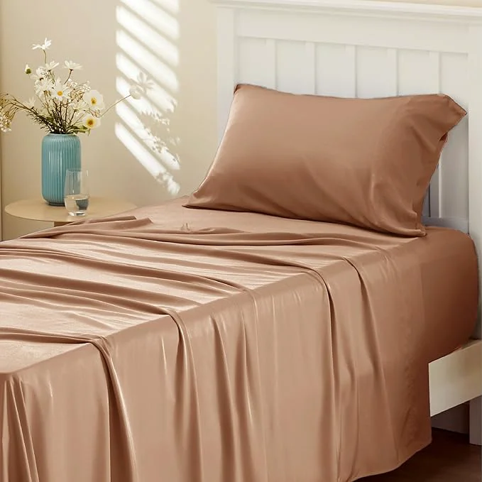 User-Friendly Bedsure Cooling Sheets Twin XL Rayon Derived from Bamboo PureWoven Breathable amp Soft Twin XL Sheet Sets Deep Pocket Up to 16 Inches Hotel Luxury Silky Dorm Bedding for Hot Sleepers Khaki Comfortable