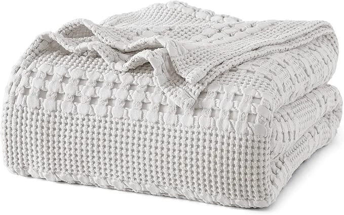 High-Performance PHF Cotton Waffle Weave Blanket King Size for Bed Soft Lightweight amp Breathable for Spring and Summer All-Season Comfort Luxury Aesthetic Blanket for Home Decor 108 quot x90 quot Light Grey Minimalist