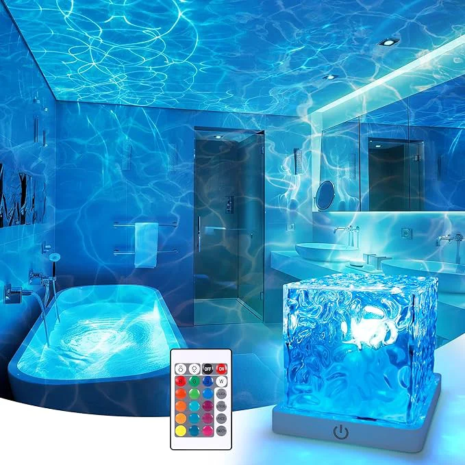 Smart Rechargeable Shower Light No Wiring 16 Color Changeable Ocean Wave Projector Premium Material