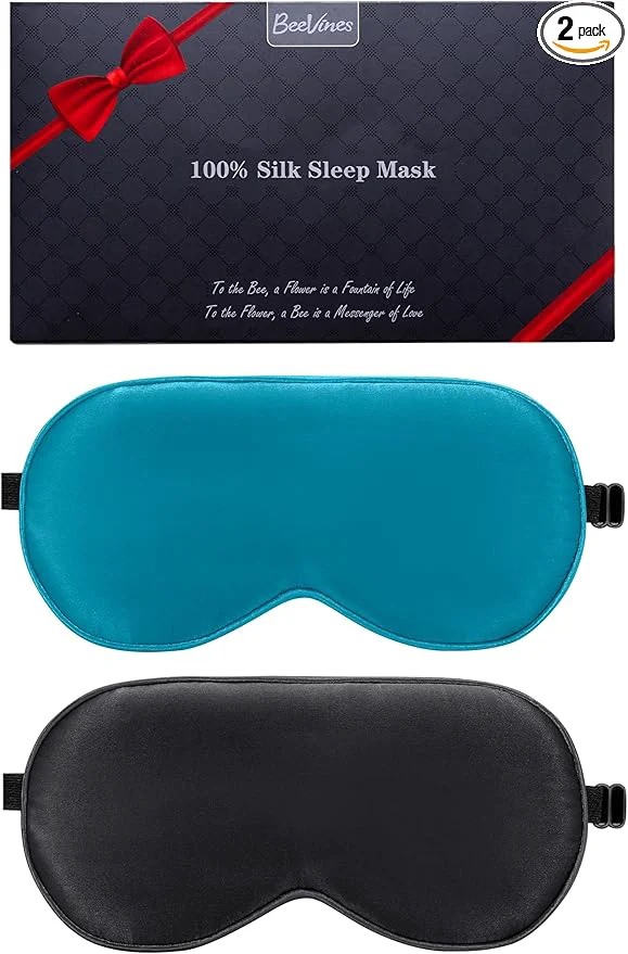 Artisan BeeVines Mulberry Silk 2 Pack Sleep Mask Pure Silk Eye Masks Soft
