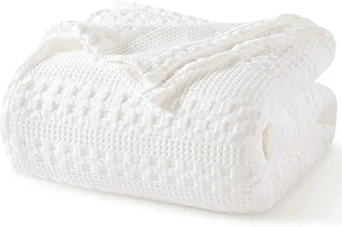 Prestigious PHF Cotton Waffle Weave Blanket King Size for Bed Soft Lightweight amp Breathable for Spring and Summer All-Season Comfort Luxury Aesthetic Blanket for Home Decor 108 quot x90 quot White Dependable