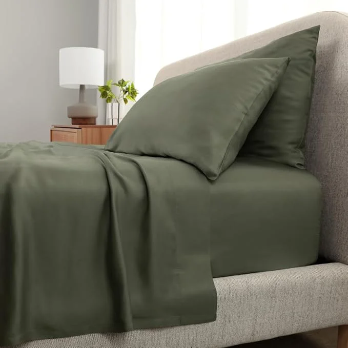 Expertly Made Cariloha Aloha Soft 4-Piece Sheet Set Coastal Pine King Made from Viscose derived from Bamboo Introductory Sheet Line Certified