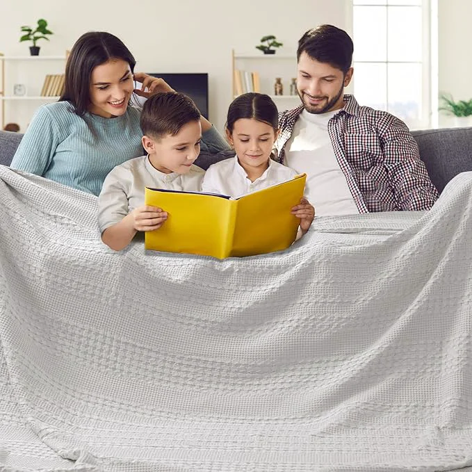 Pure PHF Cotton Waffle Blanket Oversized King 120 quot x120 quot Lightweight Breathable Extra Large 10 39 x10 39 Blankets for Bed Giant Big Luxury Aesthetic Woven Bedding for Home Decor Light Grey Proven