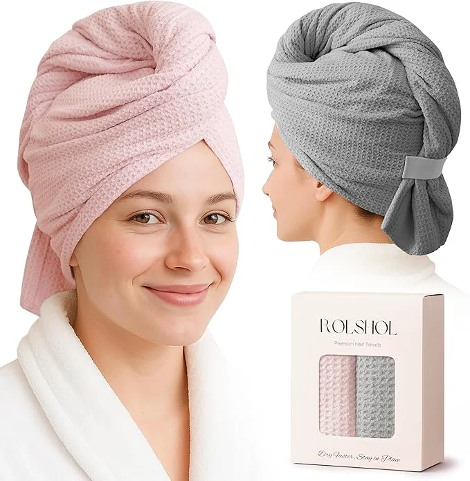 Pure ROLSHOL 2 Pack Microfiber Hair Towel Wrap Classic