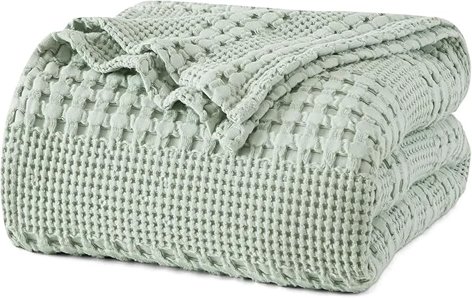 Advanced PHF Cotton Waffle Weave Blanket Twin Size for Bed Soft Lightweight amp Breathable for Spring and Summer All-Season Comfort Luxury Aesthetic Blanket for Home Decor 66 quot x90 quot Mint Green Exclusive