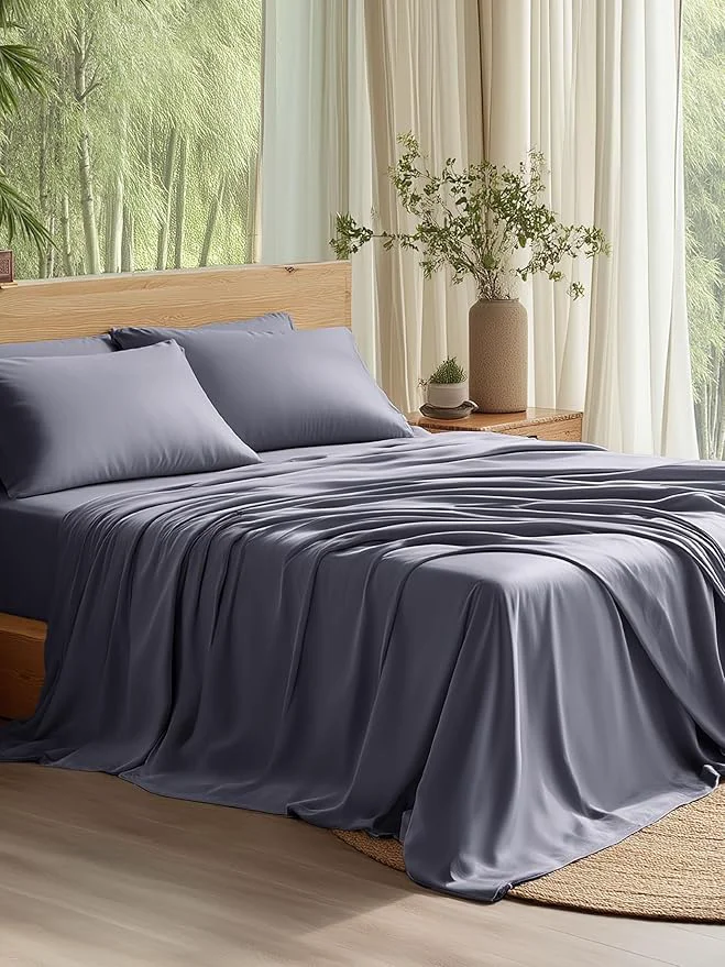 Long-Lasting Bedsure Queen Sheet Set Cooling Sheets for Queen Size Bed Set Rayon Derived from Bamboo PureWoven Breathable amp Soft Deep Pocket Up to 16 quot Hotel Luxury Silky Bedding for Hot Sleepers Dark Grey Superior