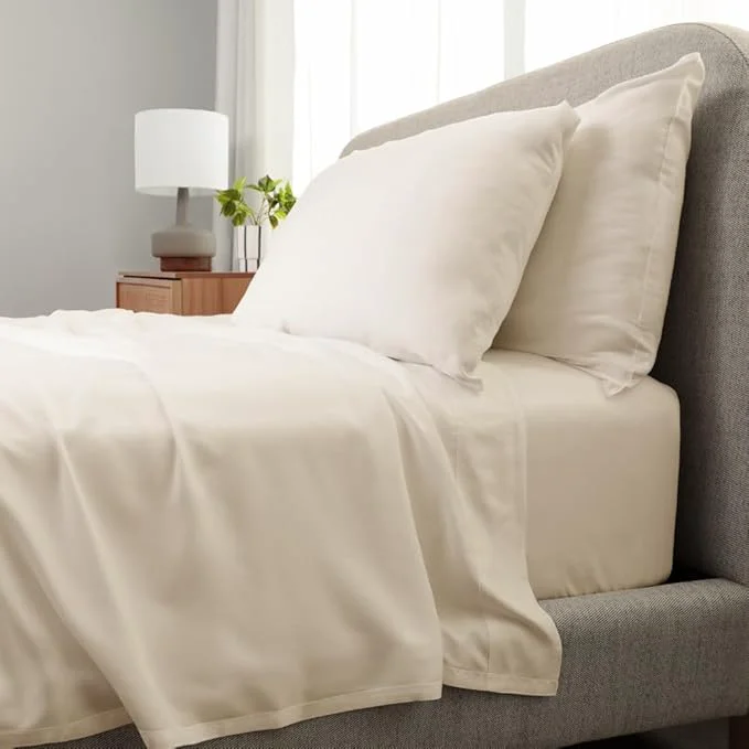 Expertly Made Cariloha Aloha Soft 3-Piece Sheet Set Natural Twin Made from Viscose derived from Bamboo Introductory Sheet Line