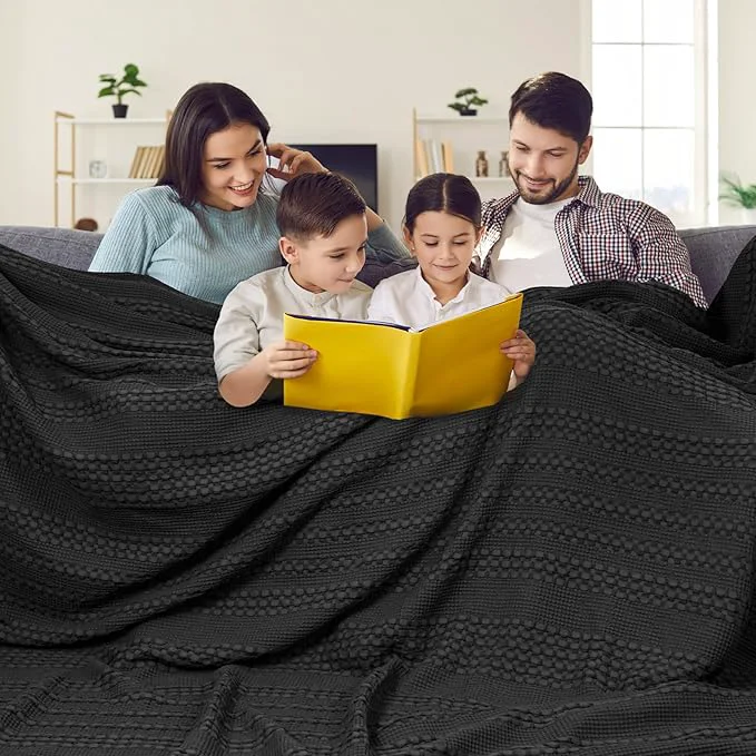 Carefully Designed PHF Cotton Waffle Weave Blanket Oversized King for Bed 120 quot x120 quot – Giant Big Lightweight Blanket 10 39 x10 39 for Bed Sofa – Aesthetic Extra Large Washed Cotton Soft Blanket – Black Practical